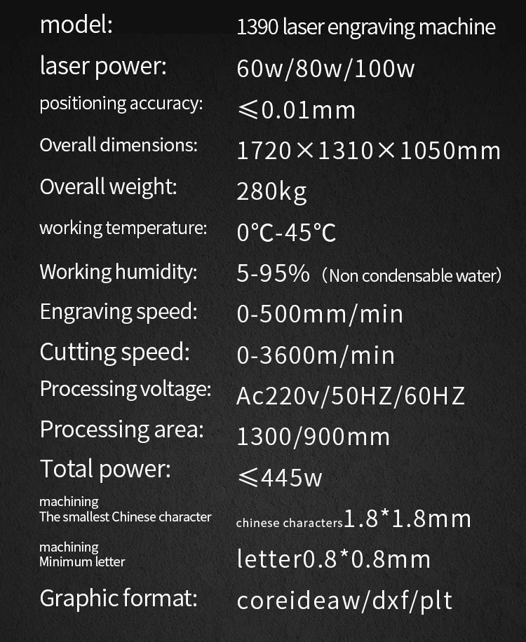 1390 1610 CO2 Laser Cutting and Engraving Machine for /Bamboo/ Leathe/MDF/ Wood/Glass/PVC/Paper